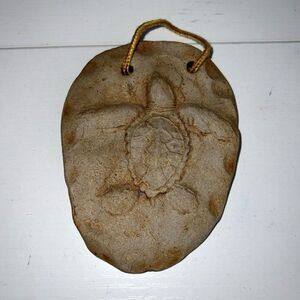 Vintage Signed Sea Turtle Wall Plaque Cast Stone Cement Signed JS Hand Made
